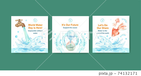Advertise template with world water day concept design for business and marketing watercolor vector illustration Advertise template with world water day concept design for business and marketing watercolor vector illustration 74132171