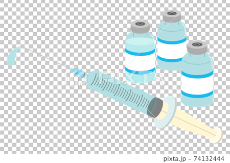 ワクチンと注射器のイラスト【主線なし】 74132444