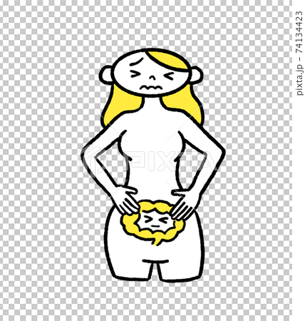 腸内環境の乱れ 便秘の女性のイラスト 腸内環境の乱れ 便秘の女性のイラスト 74134423