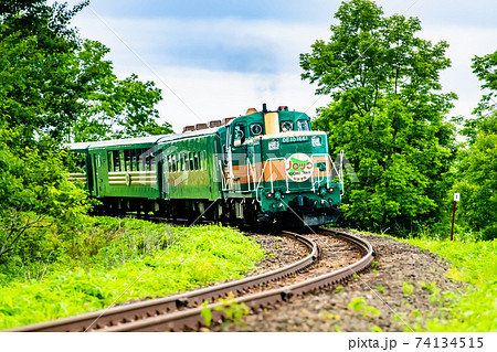 北海道 釧網本線（釧路湿原－遠矢）　釧路湿原を走るノロッコ号 74134515