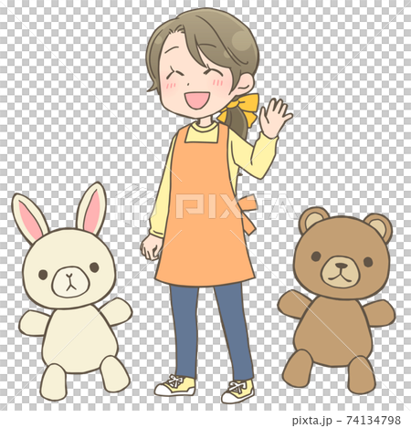 幼稚園の先生・保育士とくまとうさぎ 幼稚園の先生・保育士とくまとうさぎ 74134798