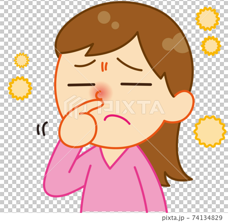 花粉で鼻がむずむずする女性 花粉で鼻がむずむずする女性 74134829