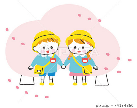 幼稚園児　イラスト　春　白肌 74134860
