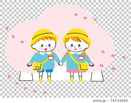 幼稚園児　イラスト　春　白肌 74134860