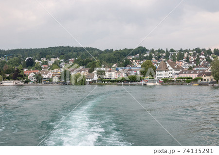View on lake Zurich and mountains scenes, Zurich, Switzerland, Europe 74135291