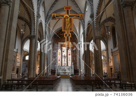 Panoramic view of interior of Basilica of Santa Maria Novella 74136036
