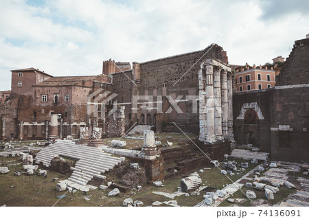 Panoramic view of Temple of Mars Ultor was an ancient sanctuary in Ancient Ro Panoramic view of Temple of Mars Ultor was an ancient sanctuary in Ancient Ro 74136091