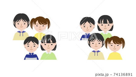 二列並んでいる少年少女たち 74136891