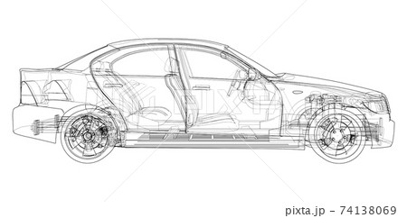 Electric Car With Chassis. Vector rendering of 3d 74138069