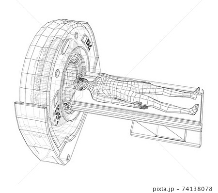 MRI machine scanning patient inside. Vector 74138078