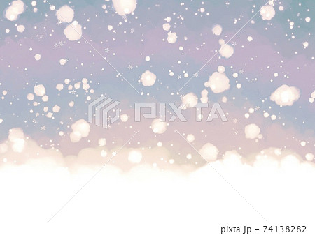 雪の結晶入りのふわふわ雪の背景4虹色パステルのイラスト素材 7413