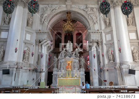 Panoramic of interior of Basilica di Santa Maria della Salute (Saint Mary of Healt) 74138673