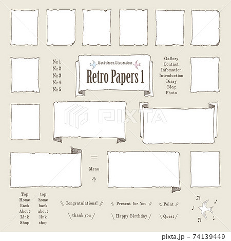 Retro Paper Hand Drawn Illustration Set A Line Stock Illustration