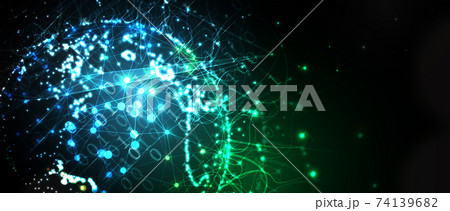 Quantum processing. Deep learning artificial intelligence. Future new technology for business or science presentation Quantum processing. Deep learning artificial intelligence. Future new technology for business or science presentation 74139682