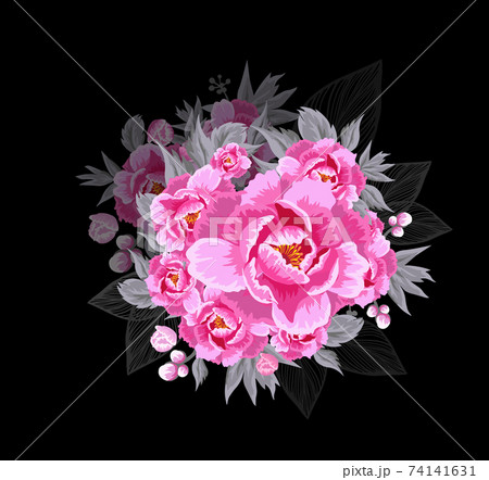 Abstraction with pink peonies. Vector illustration Abstraction with pink peonies. Vector illustration 74141631