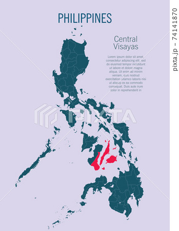 Philippines map and region Central Visayas, Asia Philippines map and region Central Visayas, Asia 74141870