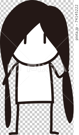 伸びすぎた髪を両手で持っている人性別なしのイラスト素材 伸びすぎた髪を両手で持っている人性別なしのイラスト素材