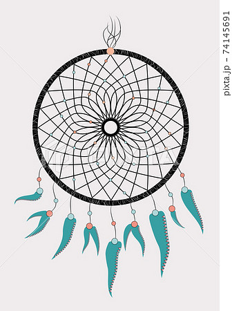Illustration With Hand Drawn Dream Catcher のイラスト素材