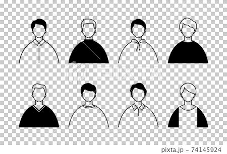 男性のアイコンのセット／シンプル／バリエーション／20代／30代／男／上半身／バリエーション 74145924