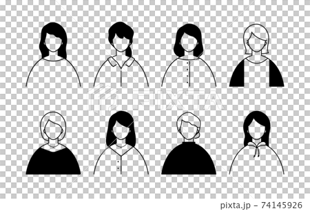 女性のアイコンのセット/シンプル/バリエーション/20代/30代/女/上半身/バリエーション 女性のアイコンのセット/シンプル/バリエーション/20代/30代/女/上半身/バリエーション 74145926