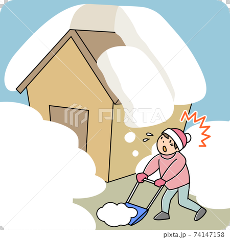People who fall snow from the roof during snow removal work 74147158