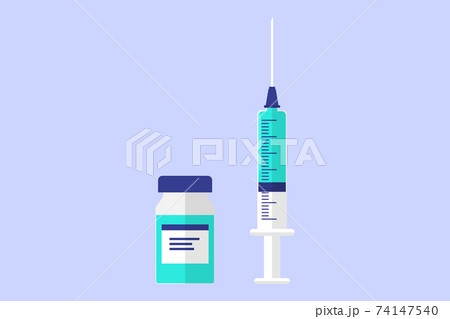 Vaccination icons. Syringe with bottle Vaccination icons. Syringe with bottle 74147540