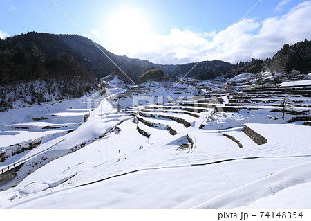 広島県 安芸太田町 井仁の棚田 雪景色 広島県 安芸太田町 井仁の棚田 雪景色 74148354