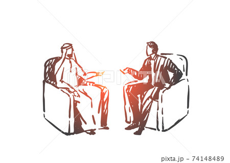 Political meeting, diplomacy concept sketch. Hand drawn isolated vector 74148489
