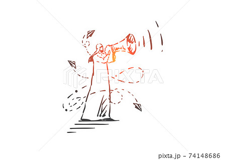 Announcement, promotion, notification concept sketch. Hand drawn isolated vector 74148686