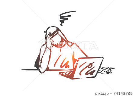 Stress, depression, burnout concept sketch. Hand drawn isolated vector 74148739