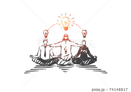Sharing creative ideas, brainstorming concept sketch. Hand drawn isolated vector 74148817