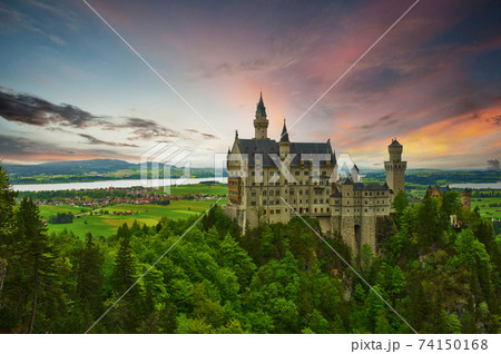The castle of Neuschwanstein in Germany The castle of Neuschwanstein in Germany 74150168