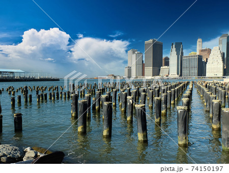 Lower Manhattan skyline view from Brooklyn 74150197