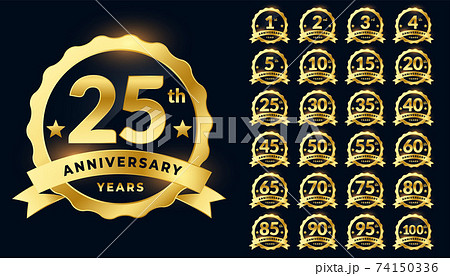 Wedding Anniversary Golden Badge Label Logotype のイラスト素材