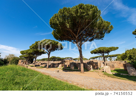 Old Roman Ruins in Ostia Antica Archeological Site Rome Italy 74150552