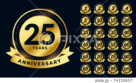 Golden Wedding Anniversary Labels Big Set Designのイラスト素材