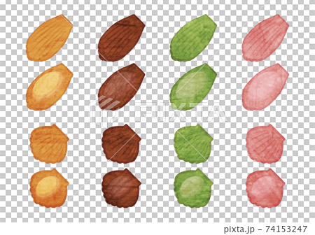 手描き風に加工したマドレーヌのイラストセットのイラスト素材
