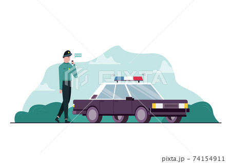 Work, danger, security, police, communication concept 74154911