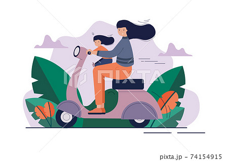 Motherhood, childhood, motorcycling, recreation, activity concept 74154915