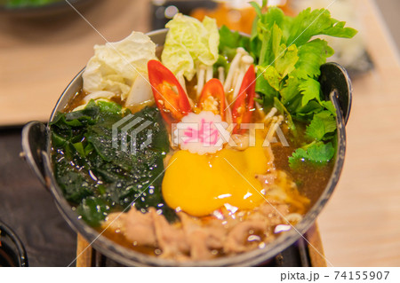 Japanese sukiyaki hot pot with vegetable Japanese sukiyaki hot pot with vegetable 74155907