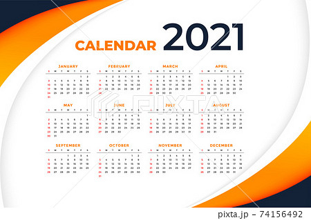 stylish 2021 new year wavy calendar design template 74156492