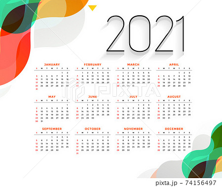 stylish colorful 2021 new year modern calendar design 74156497