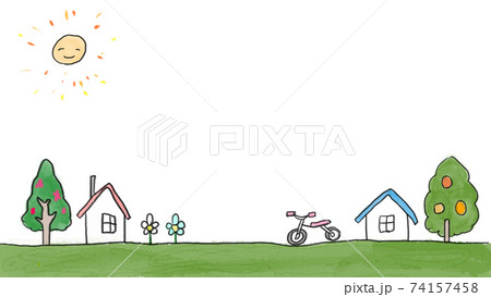 子供が書いた風のおうちとおひさま 74157458