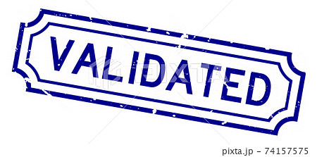 Grunge blue validated word rubber business seal stamp on white background Grunge blue validated word rubber business seal stamp on white background 74157575