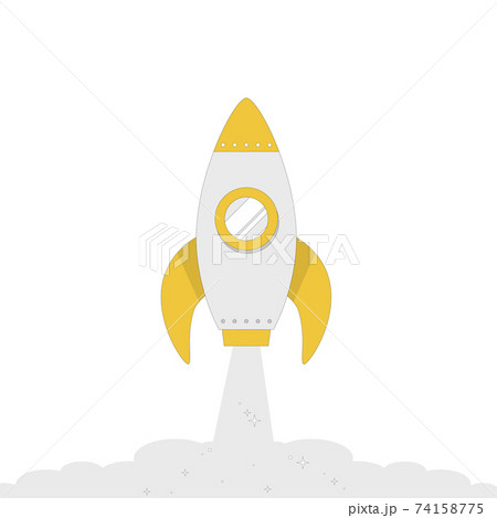 Rocket spaceship launch with white smoke, startup Rocket spaceship launch with white smoke, startup 74158775