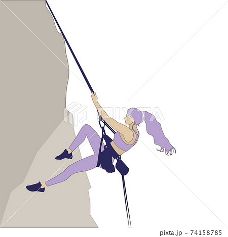 Climb rock, climber woman on wall, mountain sport illustration Climb rock, climber woman on wall, mountain sport illustration 74158785