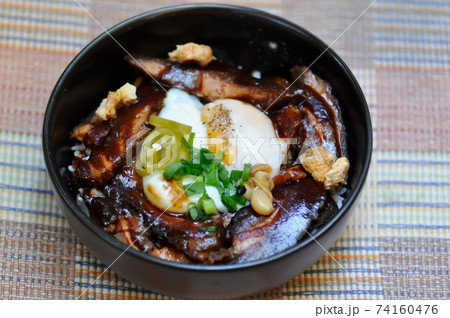 pork ,rice topped with pork and egg pork ,rice topped with pork and egg 74160476