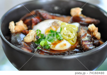 pork ,rice topped with pork and egg pork ,rice topped with pork and egg 74160480