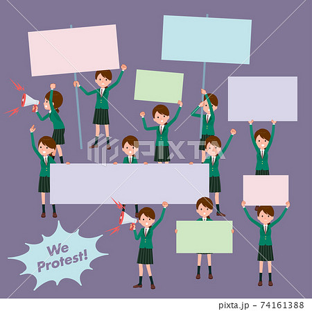 flat type school girl Green Blazer_Protest-action 74161388