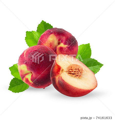 Ripe fresh Nectarine fruit isolated over a white background. Ripe fresh Nectarine fruit isolated over a white background. 74161633